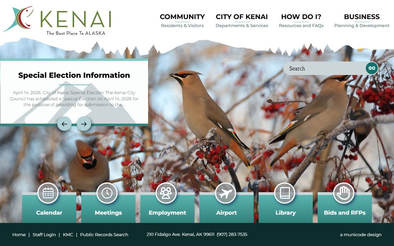 City of Kenai government website where police blotter records and requests are managed